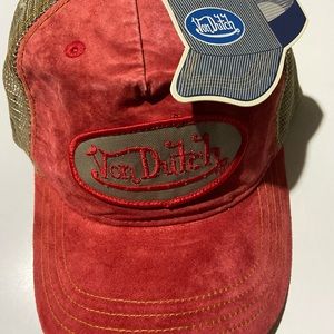 New! Von. Dutch Red beige trucker hat